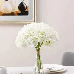 blossom bliss Artificial Hydrangea Flower Stick for Home Decor | Realistic Flower for Vases White Hydrangea Artificial Flower-picture-18