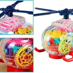 toyvala Transparent 3D Helicopter 360° Rotating with Flashing LED Lights and Music-C image 2