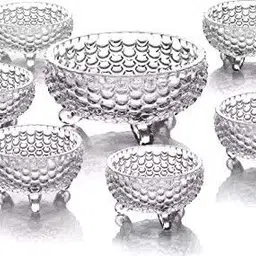Glass Dessert Bowl RK ONLINE SALES Glass Bowl Set of 7 pcs with 1 Large Bowl & 6 Medium Bowls for Serving Snacks,Pudding,Dessert,Fruits and Other Kitchen Purpose Glass Disposable Dessert Bowl (Clear, Pack of 7)-picture-23