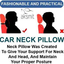 aksmit Black, Red Leatherite Car Pillow Cushion for Universal For Car image 3