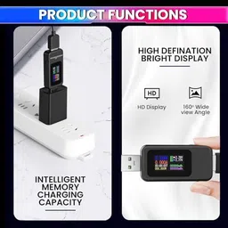 amicisense 10-in-1 Digital USB Tester – Voltage, Current, Power, mAh, mWh, Resistance Digital Voltage Tester image 4
