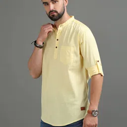 tallwalker Men Solid Pure Cotton Straight Kurta image 3