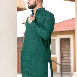 shivgarment Men Cotton Blend Kurta Pant Set image 3
