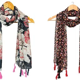 mss fashion Printed Chiffon Women Multicolor Stole, Scarf, Fancy Scarf-picture-3