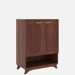 mintwud from pepperfry Pipevine12- Pairs 2 Door Shoe Racks In Walnut Colour image 3