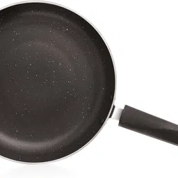 trishna Bliss Range Non-Stick Fry Pan Red Exterior Granite Texture Spatter Interior Fry Pan 24 cm diameter with Lid 1.7 L capacity image 2