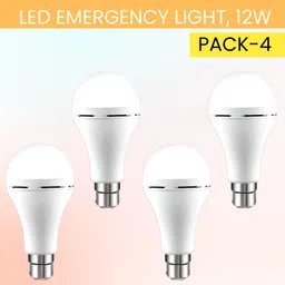 sacro 12W Rechargeable Inverter LED Bulb with Upto 4H.Power Cut Lighting Pack of_4P41 4 hrs Bulb Emergency Light image 1