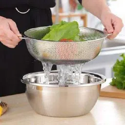 hiru Stainless Steel Round Hole Collapsible Strainer (Silver Pack of 1) Collapsible Colander image 4