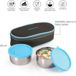 cello Steelox Stainless Steel 2 Containers Lunch Box image 3