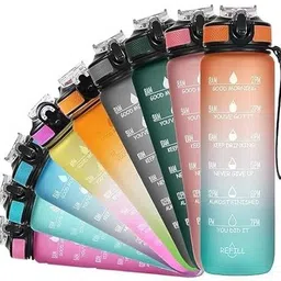 urban festivities 1L Motivational Sipper Water Bottle with Straw & Time Marker Leakproof 1000 ml-picture-27