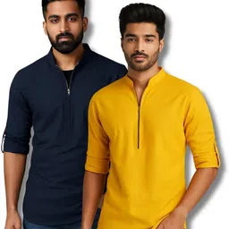 mahiran Pack of 2 Men Solid Pure Cotton Straight Kurta-picture-26
