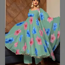 vrinda roop Floral Print Georgette Stitched Anarkali Gown image 5