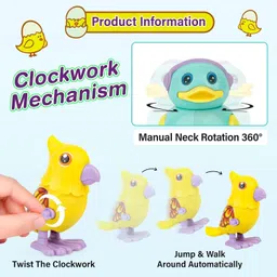 wesoulgifts Jumping Duck and Bird Toy for Kids Wind-Up Key Operated Crawling Walking Toy Set Rattle image 4