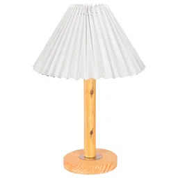 homesake Pinewood Table Lamps, Fabric Linen Lampshade, Pleated White image 3