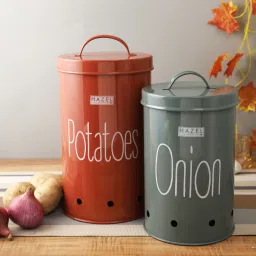 hazel Galvanized Steel Multicolour Airtight Container (Set of 2 ) image 1
