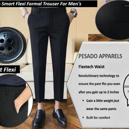pesado Men Slim Fit Black Cotton Blend Trousers image 2