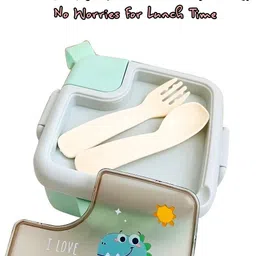 tony stark Cute Dinosaur Theme Leak Proof Bento Snack Box With Spoon &Fork For School Kids 1 Containers Lunch Box image 4