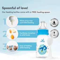 mylo Baby 2 in 1 Feeding Bottle for New Borns with Spoon | Anti Colic | Easy Flow - 125 ml image 3