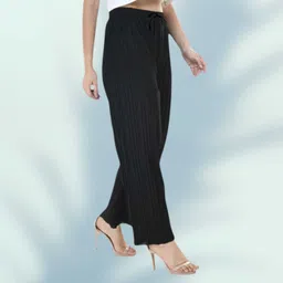 resham Pack of 2 Women Regular Fit Black, White Lycra Blend Trousers image 3