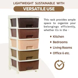 rasvesh 5XL Plastic Drawer Storage Modular Kitchen Cabinet&Toy Organizer For Kids Room PP Collapsible Wardrobe image 4