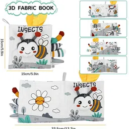 qpets Baby Cloth Book Soft Plush Tails Sensory Travel Toy image 3