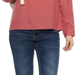 harpa Casual Cuffed Sleeves Checkered Women Red Top image 2
