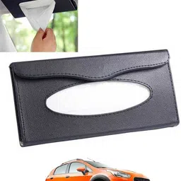 ccmm Universal Leatherite Black Rectangle Tissue Paper Box/Dispencer For Car-29 Vehicle Tissue Dispenser image 1