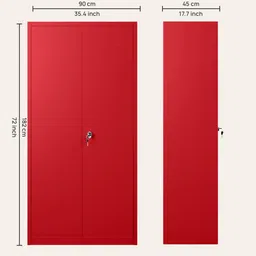 godrej interio Flynn Textured 2-Door Metal Wardrobe in Carmine Red Finish image 2