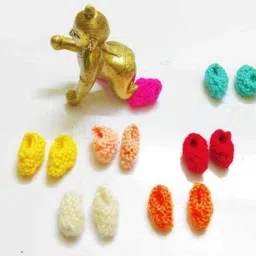 anyfashion radha krishnam Laddu Gopal Socks Kanhaji Designer Socks Multicolours (Set of 4) Dress image 2