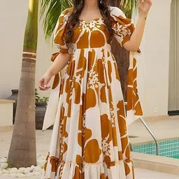 shandhya Floral Print Cotton Linen Stitched Anarkali Gown-picture-15