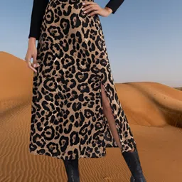 dream beauty fashion Women Animal Print Flared Black, Brown Skirt image 3