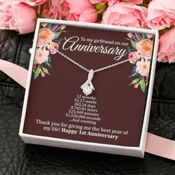 rakva 1st Wedding Anniversary Necklace Gift For Girlfriend, First Year Anniversary Zircon Silver Pendant Set-picture-27
