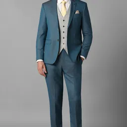louis philippe Men Men Green Slim Fit Textured Formal Three Piece Suit Textured Suit image 2