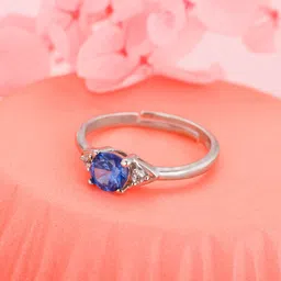 giva Sterling Silver Blue Aqua Life Ring Womens and Girls Sterling Silver Zircon Rhodium Plated Ring-picture-19