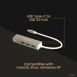 Croma USB 3.0 Type C to USB 3.0 Type A, LAN Port USB Hub (Up to 100 Mbps Speed, Black) image 5