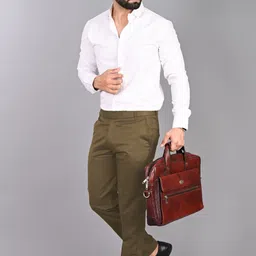 streetvibes Men Regular Fit Brown Cotton Blend Trousers image 4