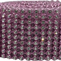 lecraft Self Adhesive Baby Pink colour 1.25m Rhinestone Roll for Craft & Decoration-picture-44