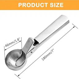 rising style Stainless Steel Scooper for Ice Cream, Trigger Release (Silver) Disposable Stainless Steel Ice-cream Spoon image 2