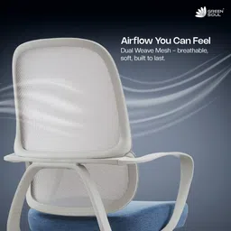 green soul Orbit Mesh Office Chair for Work|Ultra Thick Cushion|Patented Screwless Armres Fabric Office Adjustable Arm Chair image 2