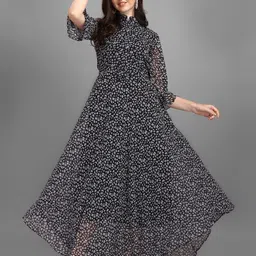 gufrina Georgette Stitched Flared/A-line Gown-picture-13