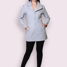 troo blue Women Solid Double Breasted Casual Blazer-picture-35