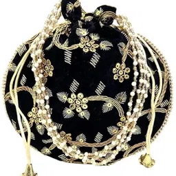 athizay Girls Multicolor, Gold, Black Potli image 3