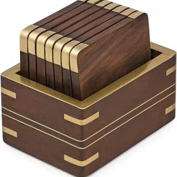 rapidcart Square Wood Coaster Set image 5