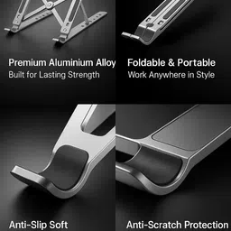 Nexurix Aluminium Laptop Stand Aluminium Desk Stand Laptop Stand with Adjustable Height Compatible with Universal Laptops image 2