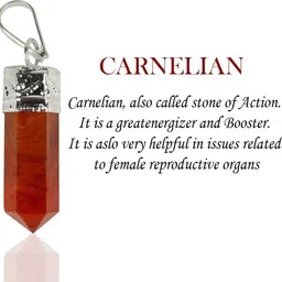 reiki crystal products Carnelian Pendant Pencil Pendant Crystal Pendant Pencil Shape Stone Pendant Reiki Healing Pendant With Silver Polish Metal Chain Healing Stone Pendant With Chain - Orange Pendant Carnelian Crystal Pendant image 4