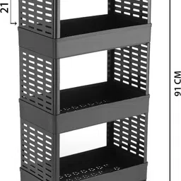 jelco 4 Layer-Tier Plastic Modular Vegetable Trolley Plastic Kitchen Trolley image 2
