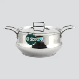 coconut Tri-Ply 1.5 Ltrs Induction Friendly Silver Stainless Steel Cooking Pot with Lid image 1