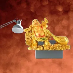 Feng Shui Laughing Buddha with Money Bag (Golden) | Prosperity & Good Luck Idol Decorative Showpiece - 6 cm-image-23