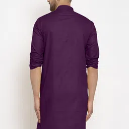 jenjee Men Solid Cotton Blend Straight Kurta image 2