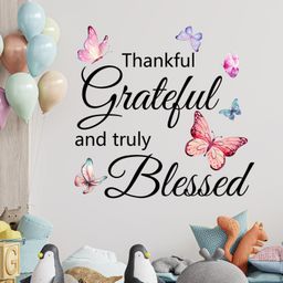 flipkart smartbuy 60 cm New Thankful Grateful Blessed Letter Butterfly Wall Sticker (30CM x 60CM) Self Adhesive Sticker-picture-19
